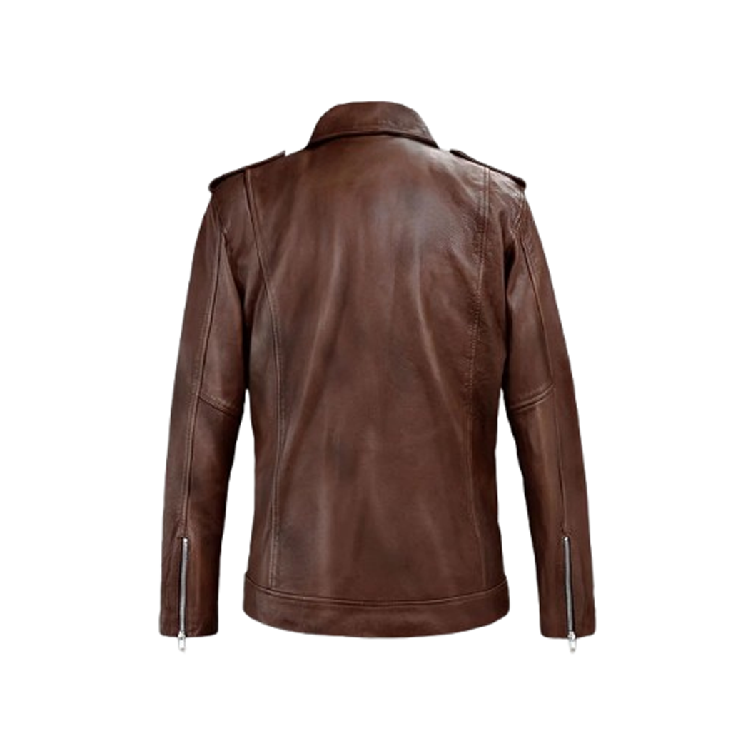 Mens Beast Spanish Brown Biker Leather Jacket