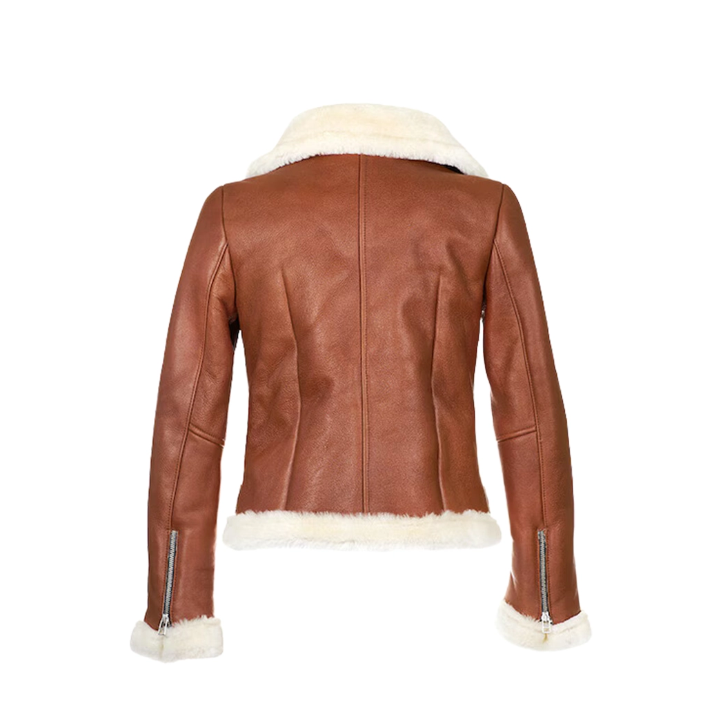 Womens Chestnut Aviator Shearling Jacket