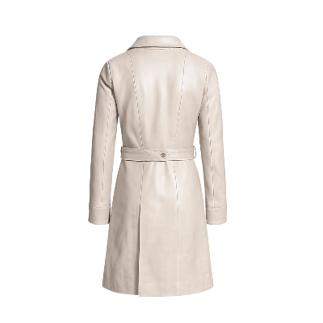 Women’s Moonlight Silver Leather Trench Coat