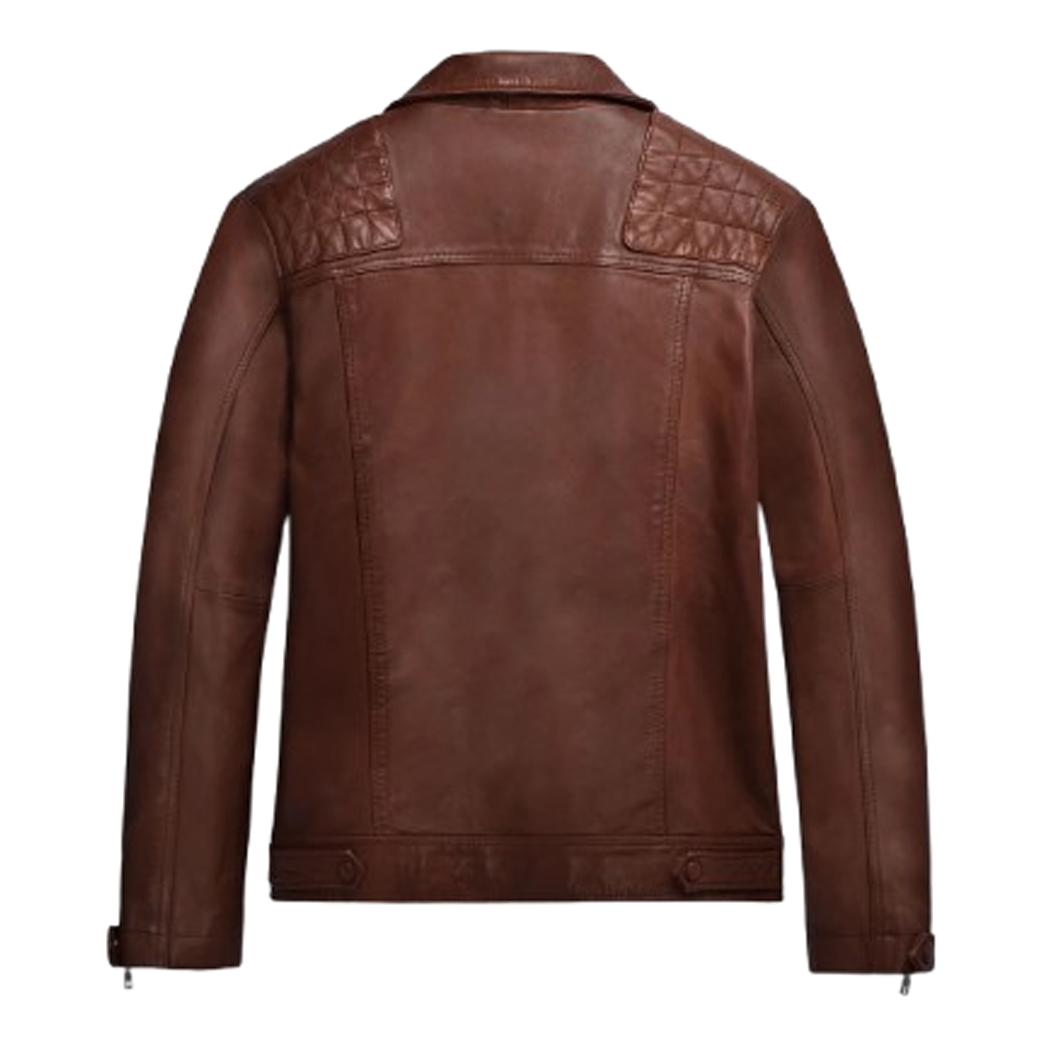 Mens Ironwood Tan Biker Leather Jacket