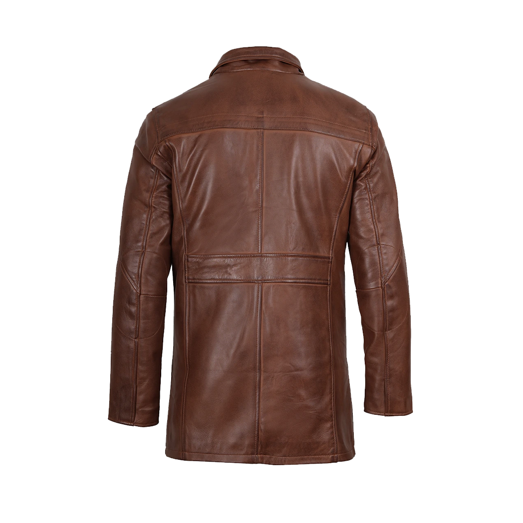 Men’s Brown Real Leather Car Coat