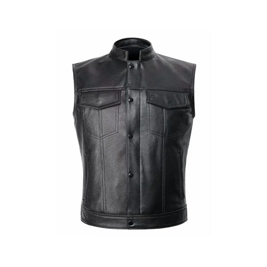 Men’s Black Motorcycle Biker leather Vest