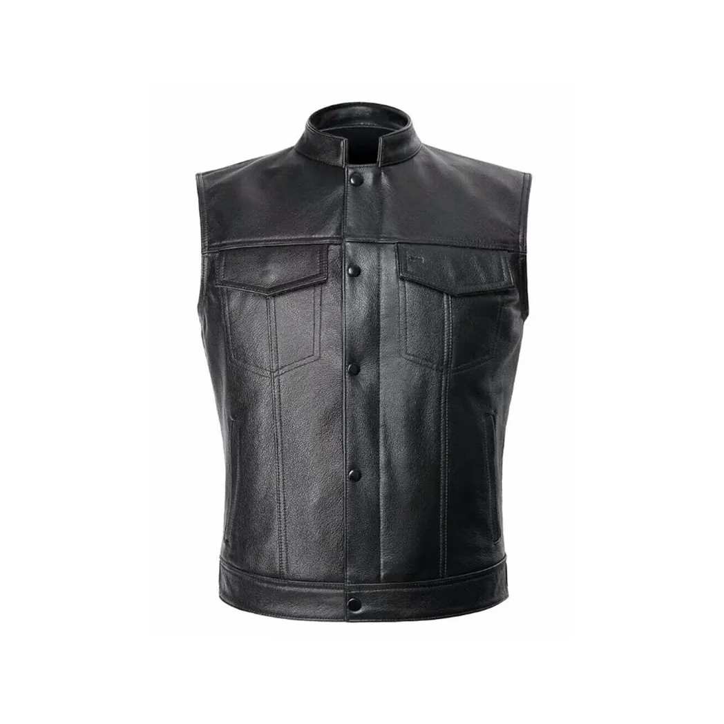 Men’s Black Motorcycle Biker leather Vest