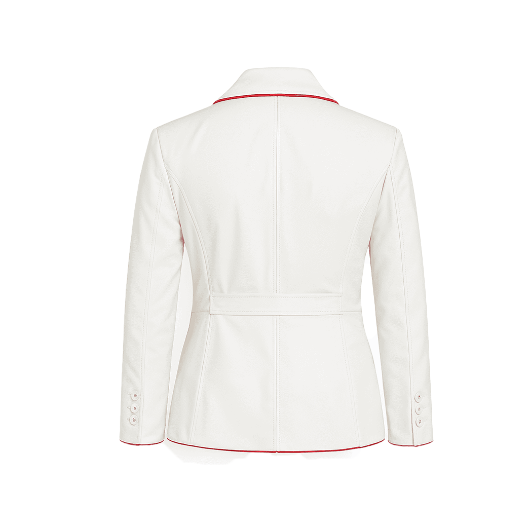 Women’s White Leather Red Border Blazer