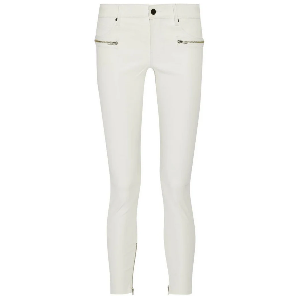 Women’s Real Lambskin White Leather Pants