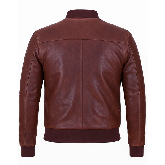 Men’s Vintage Brown Leather Bomber Jacket