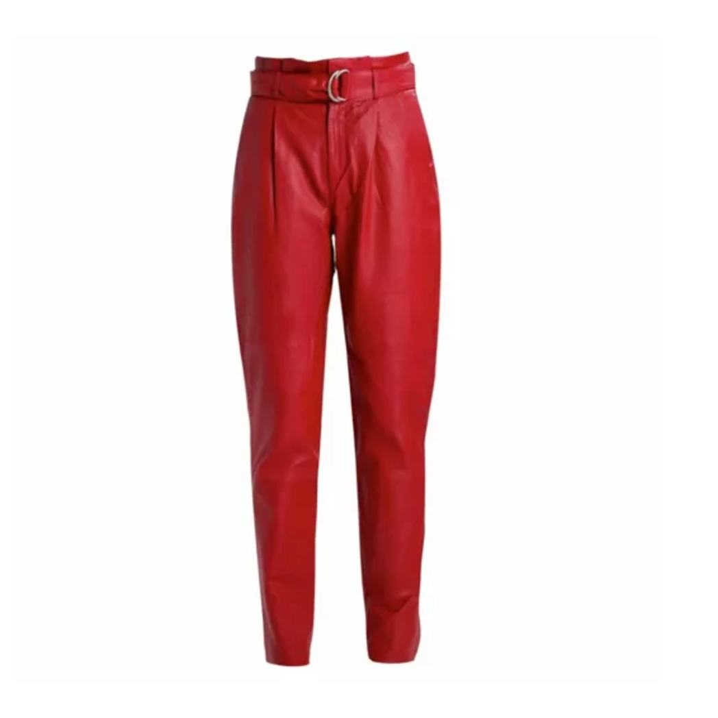 Womens Premium Red Leather Pants