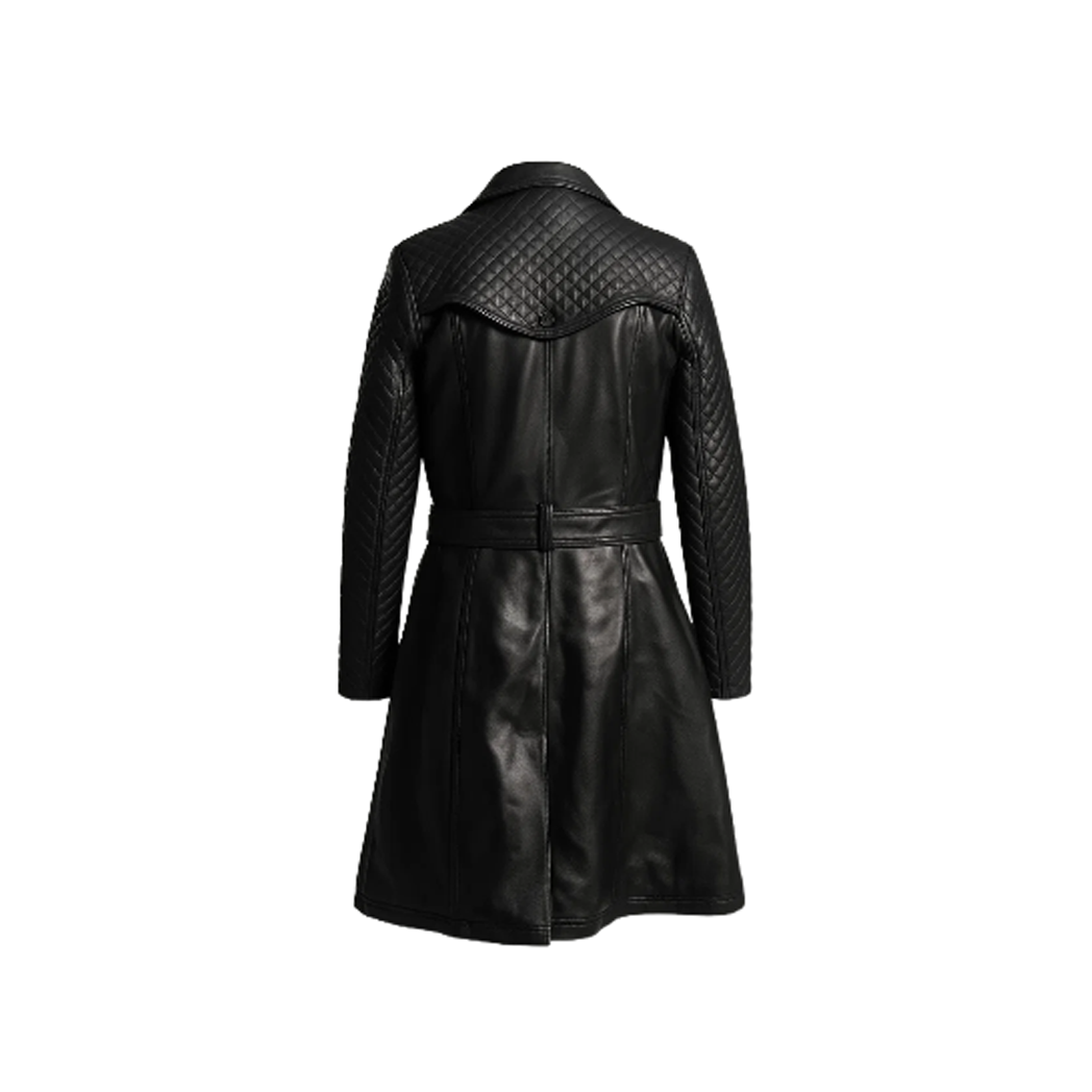 Women’s Sweet Susan Black Leather Trench Coat