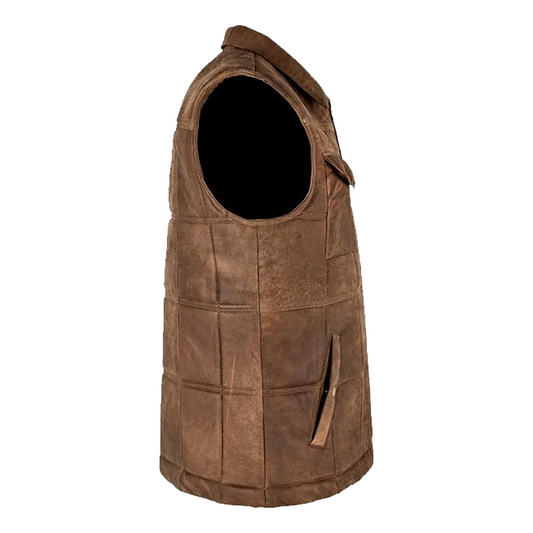Men’s Brown Buff Padded Leather Vest