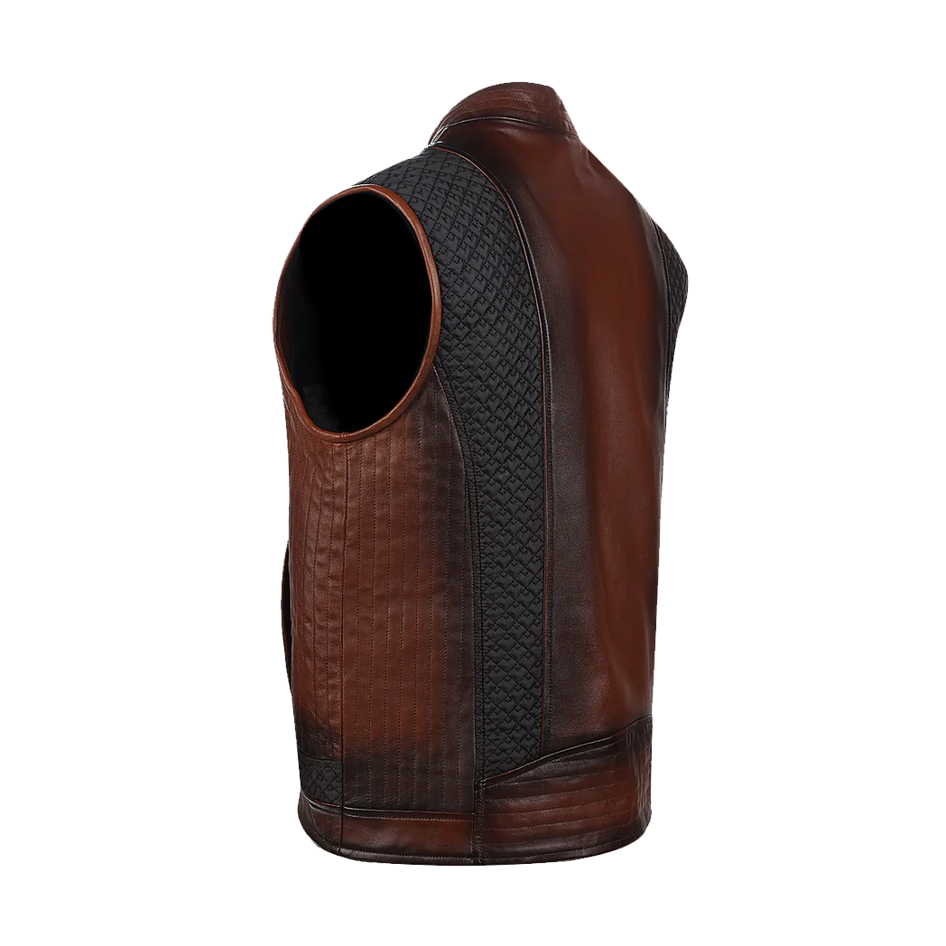 Men’s Brown Ovine Contrasting Leather Vest