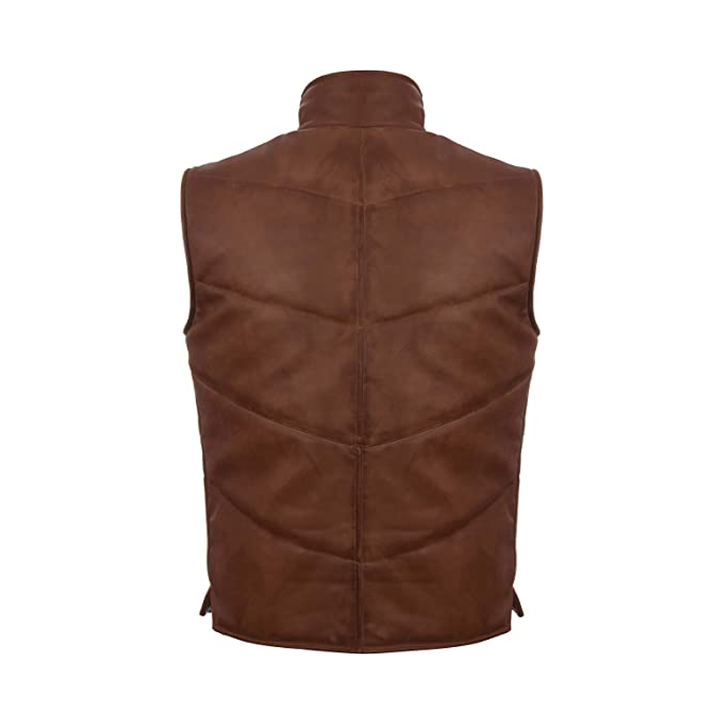 Men’s Brown Puffer Leather Vest
