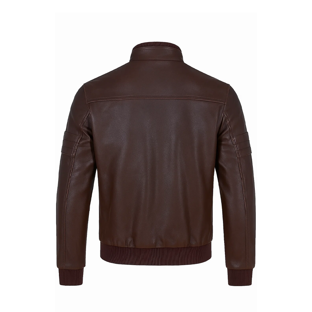 Mens Brown Leather Biker Jacket