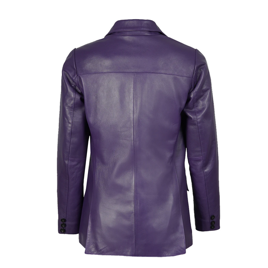 Women’s Two Button Purple Leather Blazer
