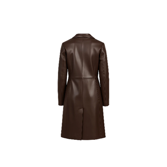Womens Brown Real Leather Coat