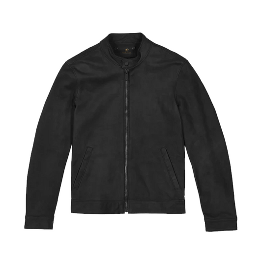 Men’s Black Matte Racer Leather Jacket