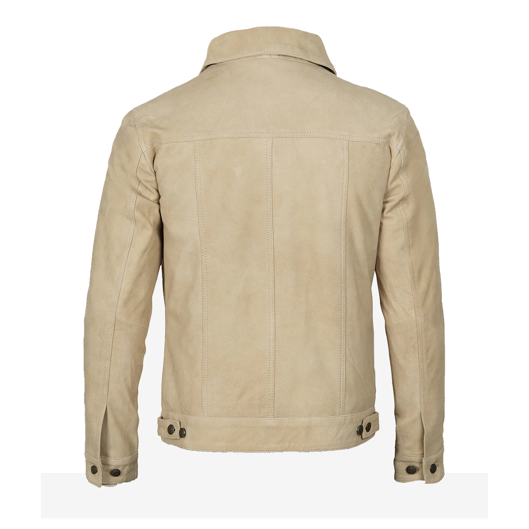 Men’s Classic Real Suede Camel Trucker Style Jacket