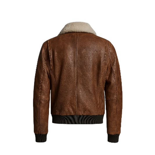 Ace Brown Bomber Leather Jacket