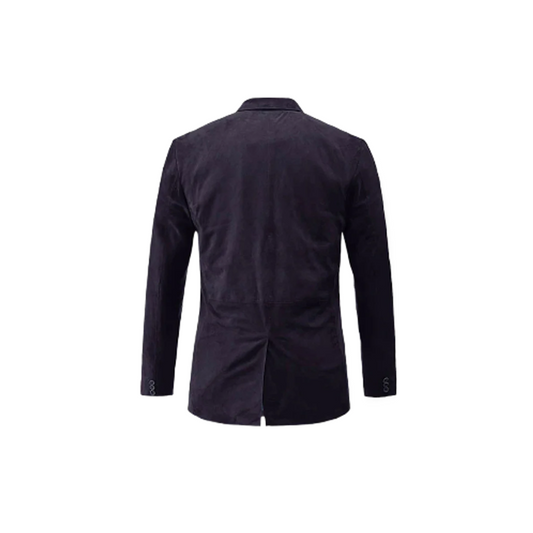 Men Dark Slate Purple Suede Leather Blazer