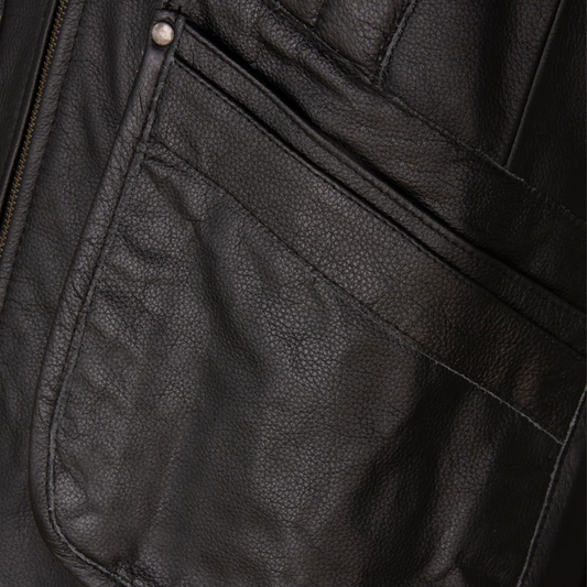 Black Quilted Leather Vest for Men