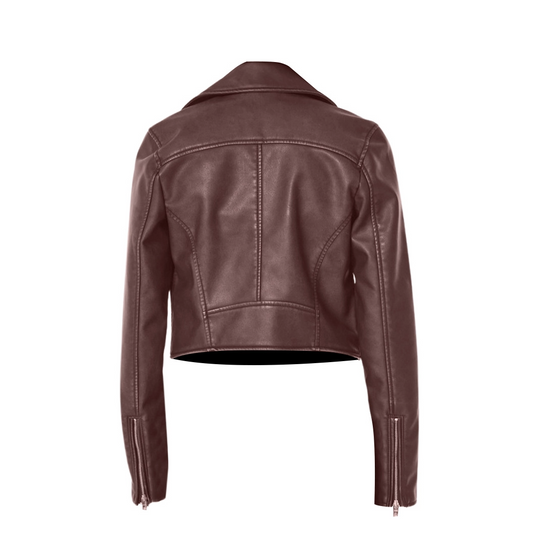 Women Brown Vintage Biker Jacket