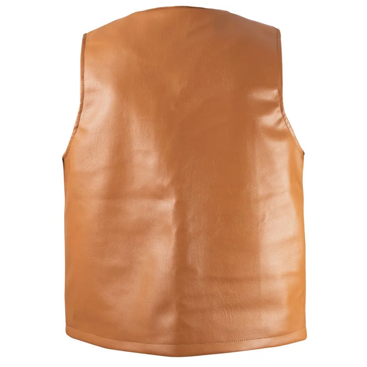 Men’s Camel Brown Leather Hunting Vest