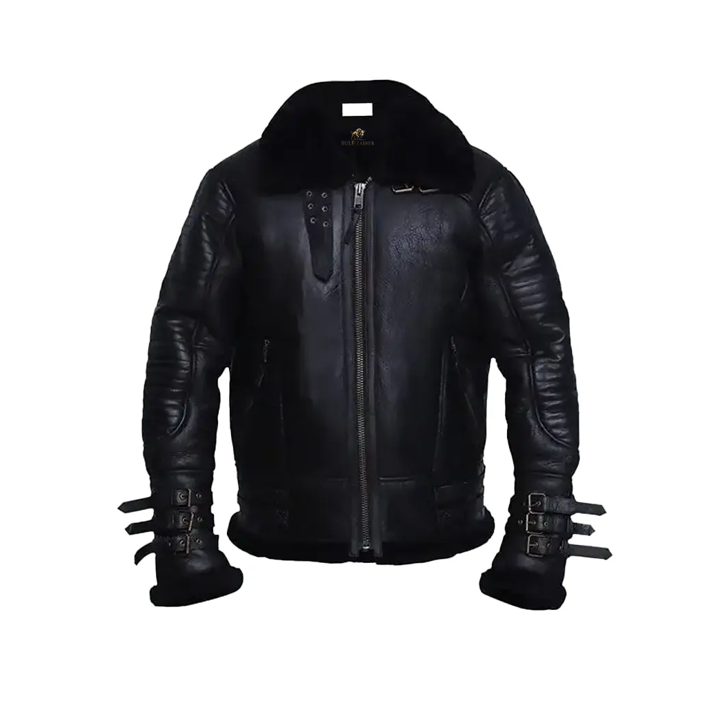Mens Affliction Black Shearling Jacket