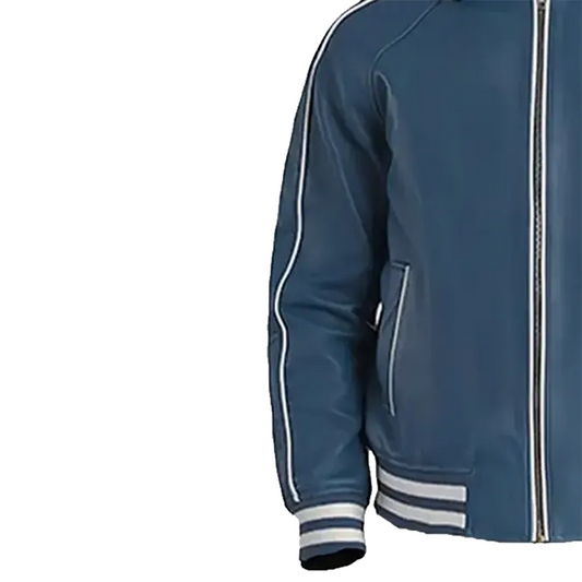 Men’s Blue Leather Varsity Jacket