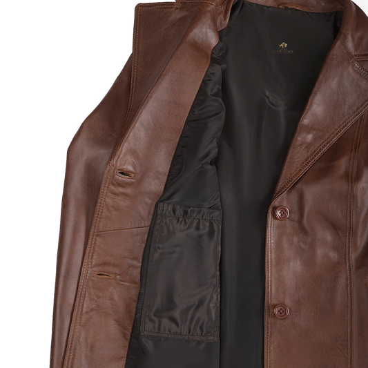 Women’s Notch Lapel Two Button Leather Blazer