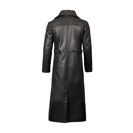 Men’s Black Long Leather Duster Coat