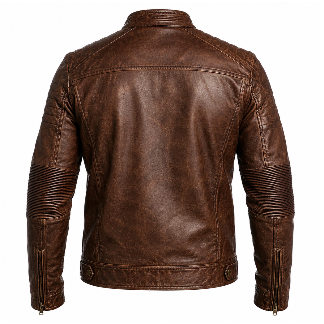 Brown Vintage Cafe Racer Leather Jacket