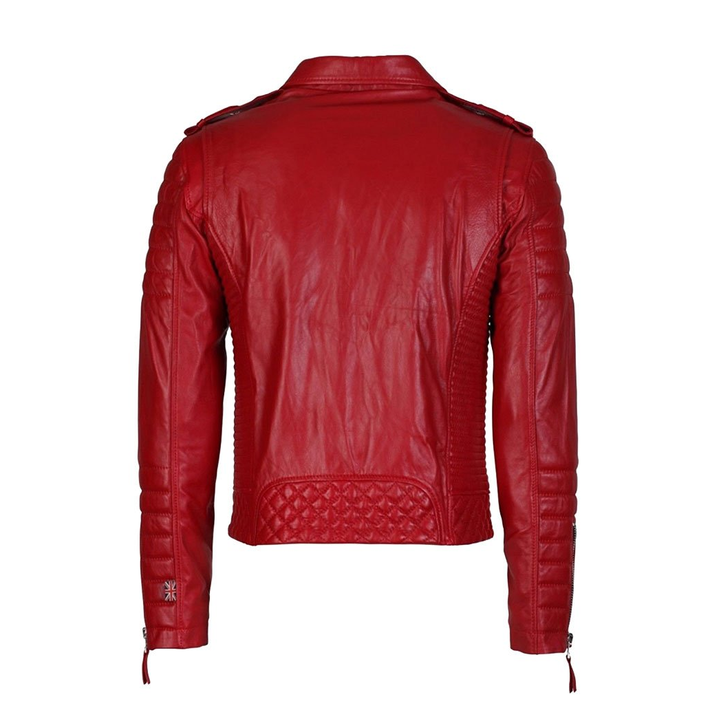 Mens Lambskin Motorcycle Red Leather Jacket
