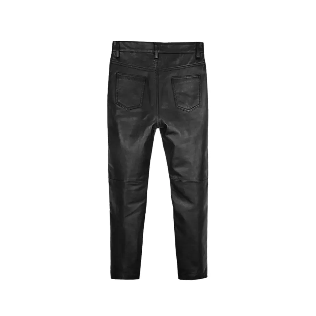 Men’s Black Zipper Leather Pants