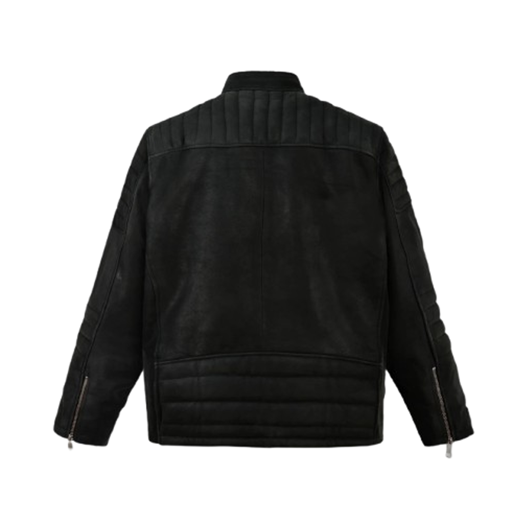 Mans Scott Adkins Accident Black Leather Jacket