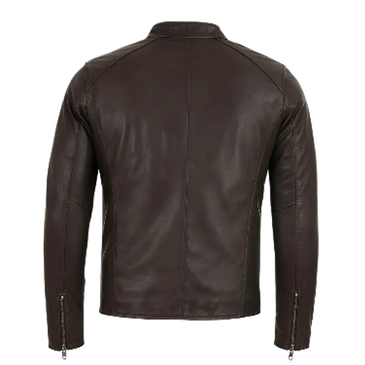 Mens Wislo Brown Bomber Leather Jacket