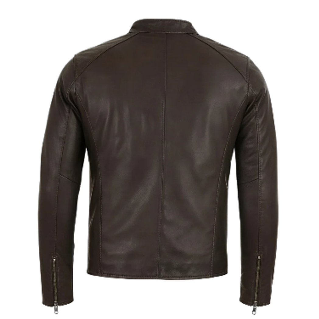 Mens Wislo Brown Bomber Leather Jacket