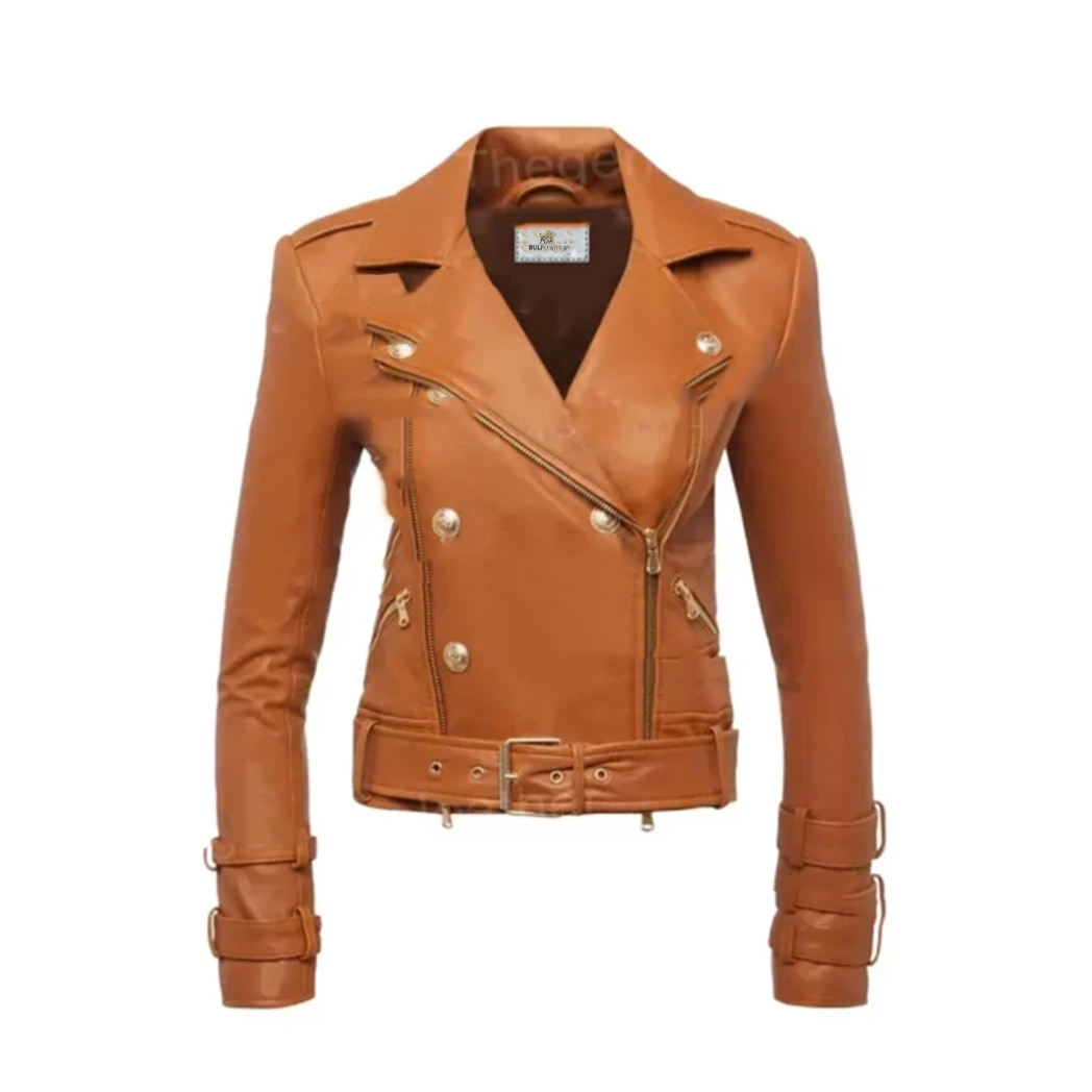 Womens Billie Belted Leather Jacket
