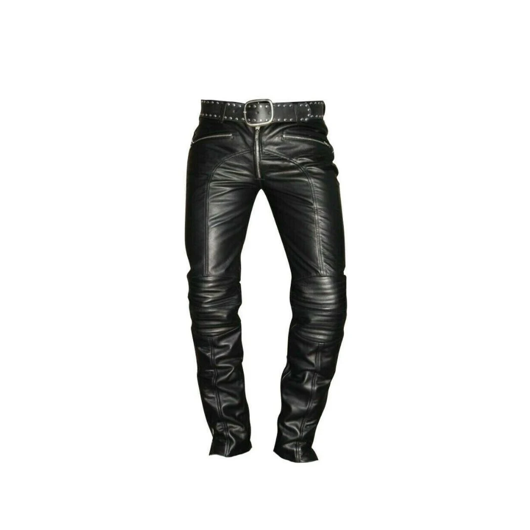 Men’s Real Leather Biker Pants