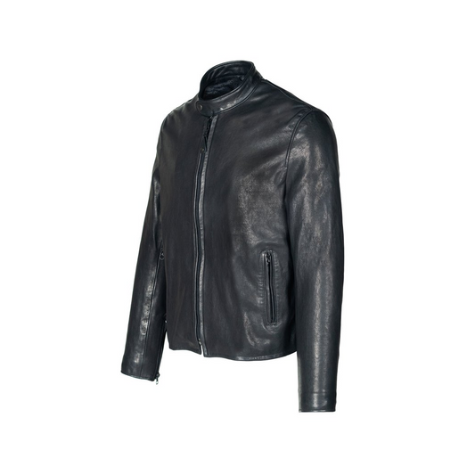 Men’s Black Tanned Lambskin Cafe Racer Jacket