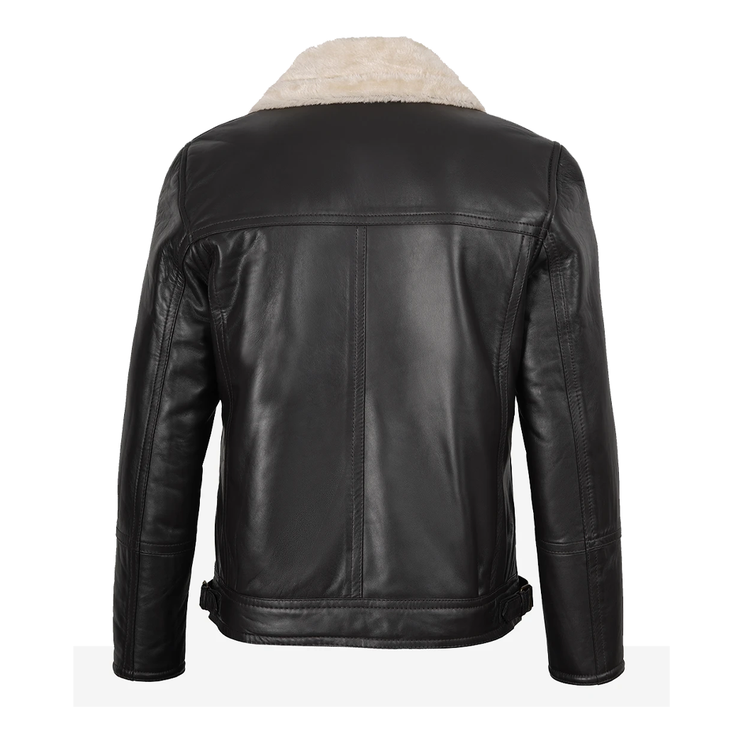 Men’s Dark Brown Biker Style Shearling Leather Jacket