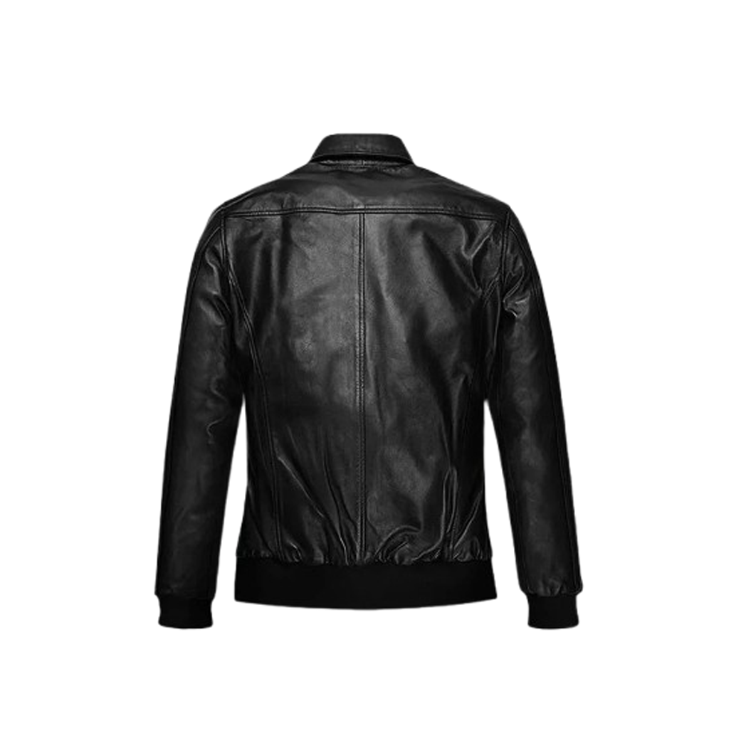 Mens Initials Black Leather Jacket
