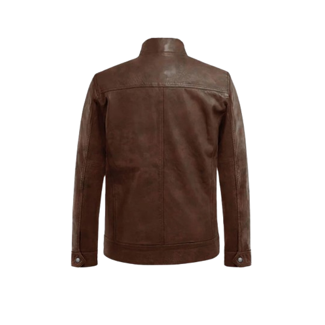 Mens Thunder Storm Spanish Brown Biker Leather Jacket