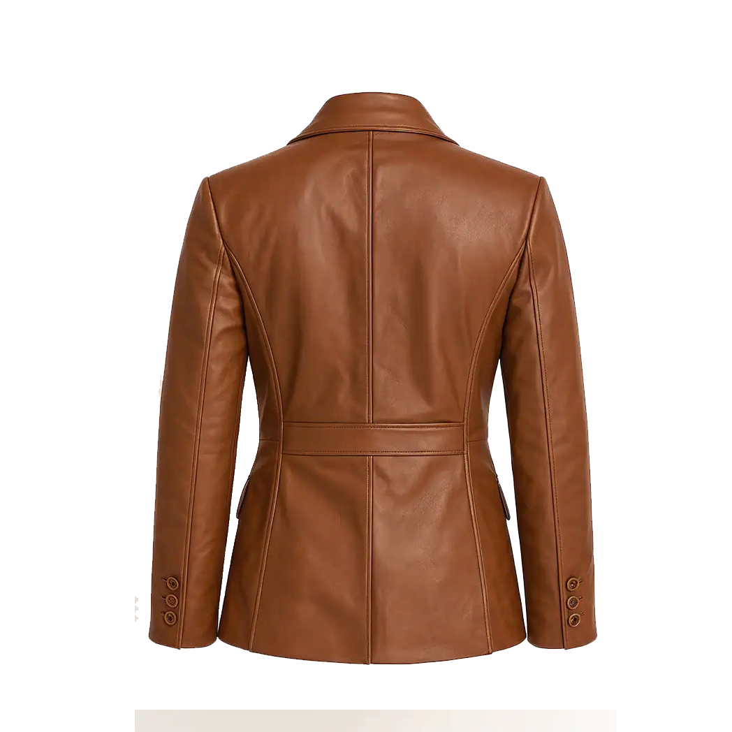 Women’s Brown Lambskin Leather Blazer