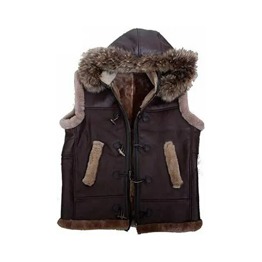 RAF B3 Brown Leather Fur Vest