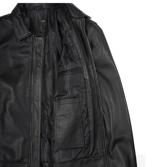 Men’s Tony Black Leather Harrington Jacket