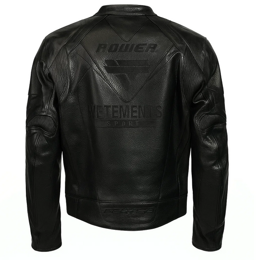 Men’s Vetements Black Logo Leather Jacket