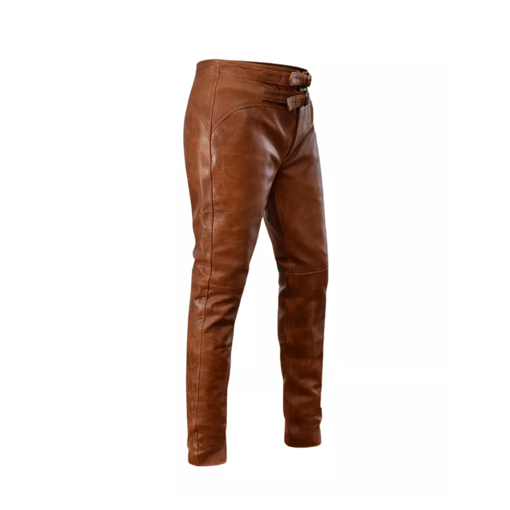 Men’s Distressed Brown Leather Pants