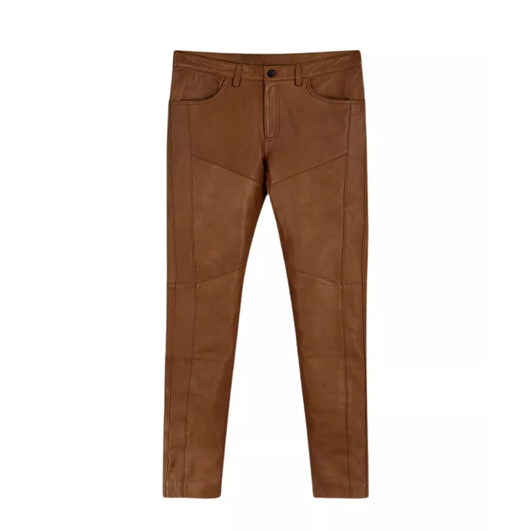 Mens Noach Brown Leather Pants