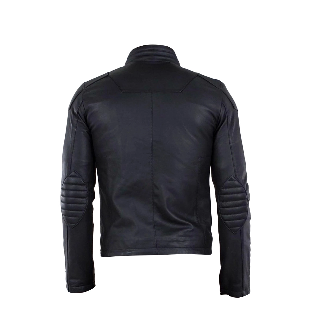 Men Black Padded Leather Jacket
