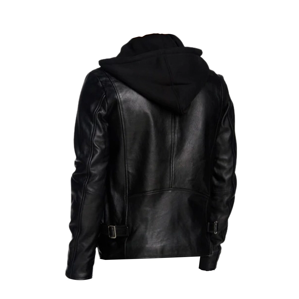 Men Black Detachable Hooded Jacket
