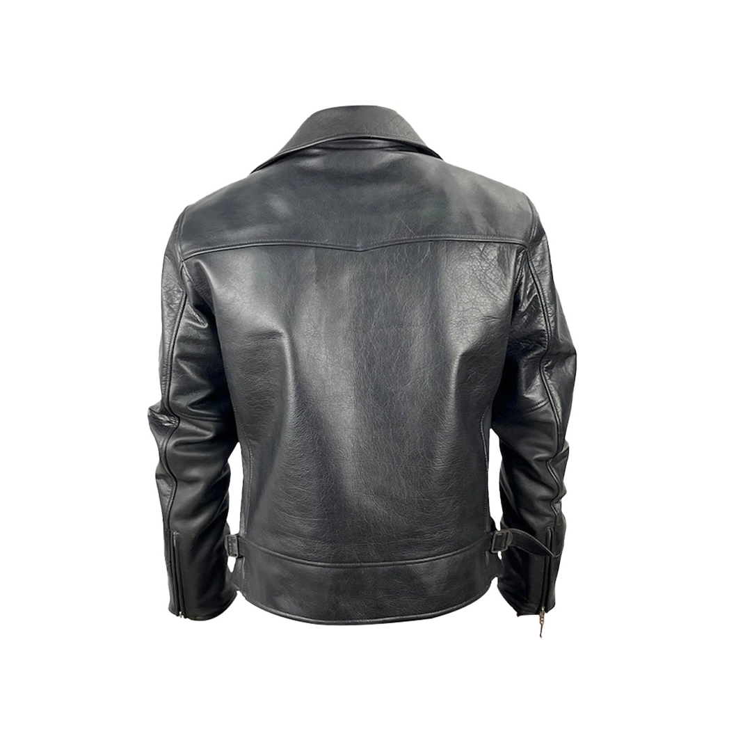 Men Black Leather Harrington Jacket